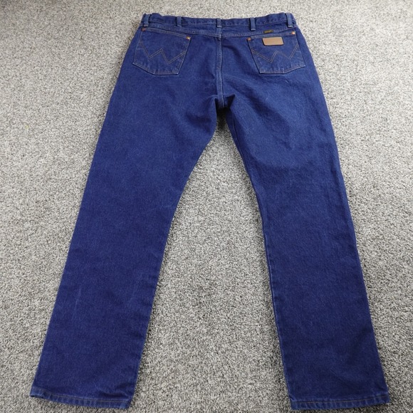VTG Wrangler Jeans Mens 42X34 Dark Blue Denim Western Cowboy Cut Rodeo 13MWZ 90s - Picture 10 of 11